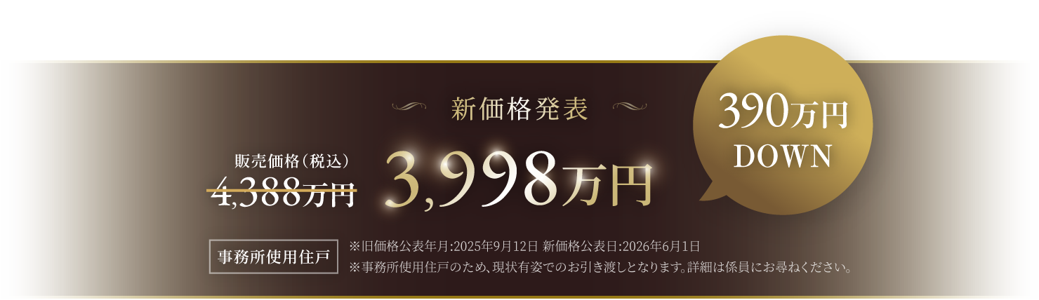 新価格発表 3998万円